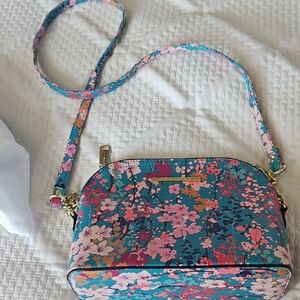 Floral Crossbody Bag - Teal Pink Pattern